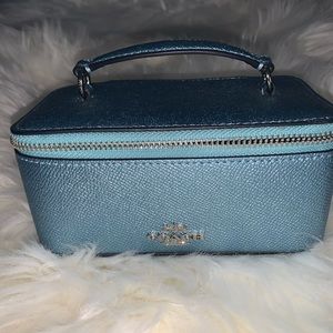 Coach Metallic Sky blue Vanity cosmetic case